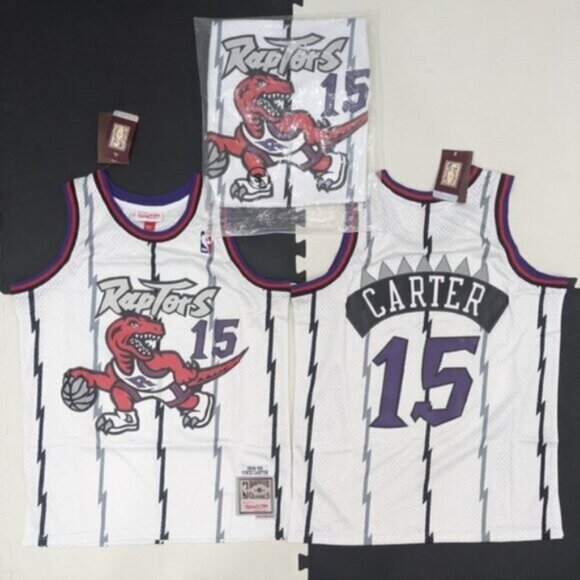Men's Small Mitchell & Ness Vince Carter White Toronto Raptors 1998/99 Jersey - Picture 1 of 7